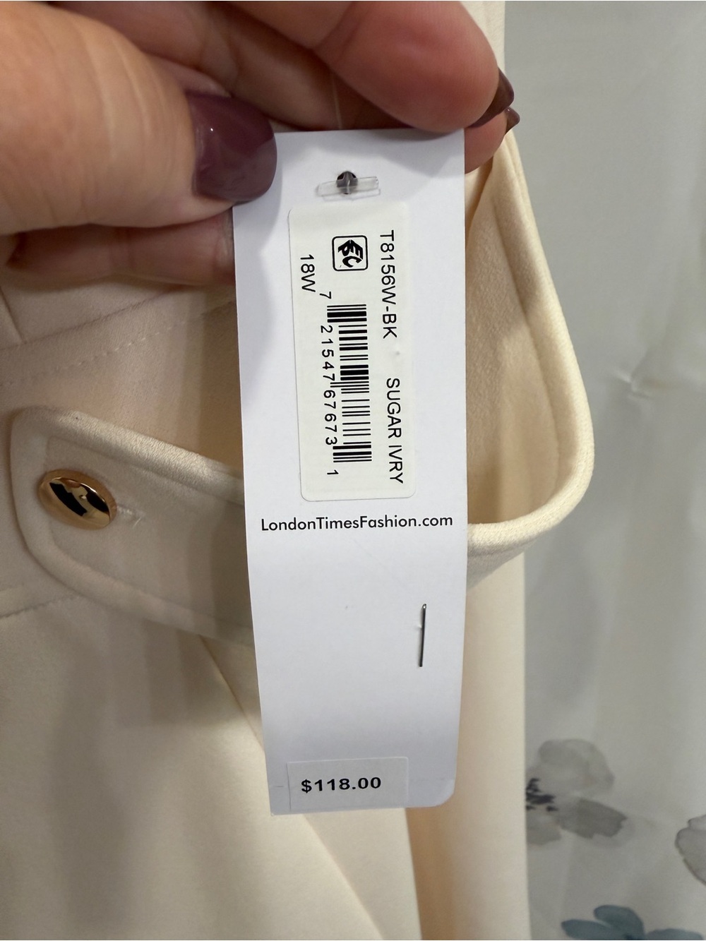 London Times Cream Midi A-Line Dress with Waist Tab Accents - Picture 5 of 5